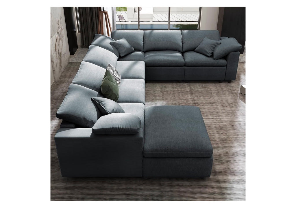 Oversized U-Shaped Modular Sectional Sofa W/Movable Ottoman