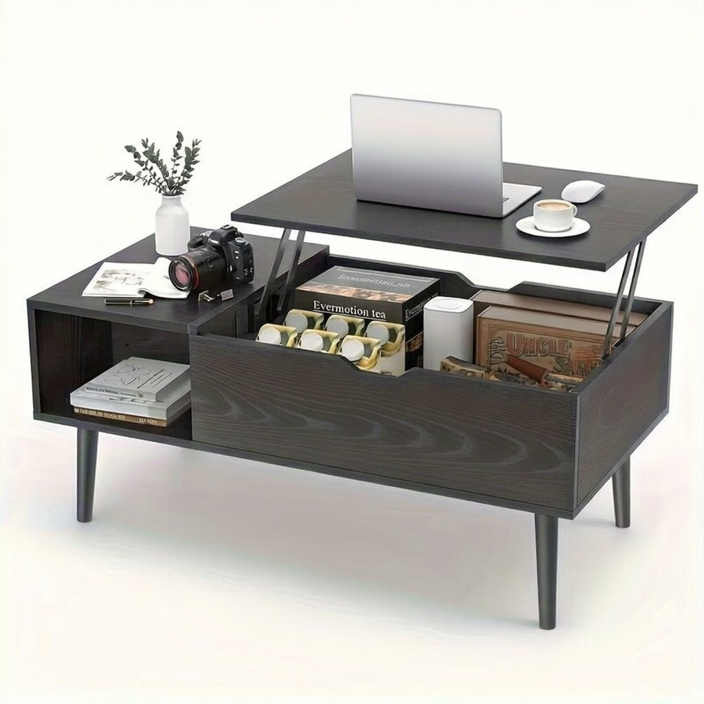 Lift Top Coffee Table with Storage, Wooden Living Room Center Table