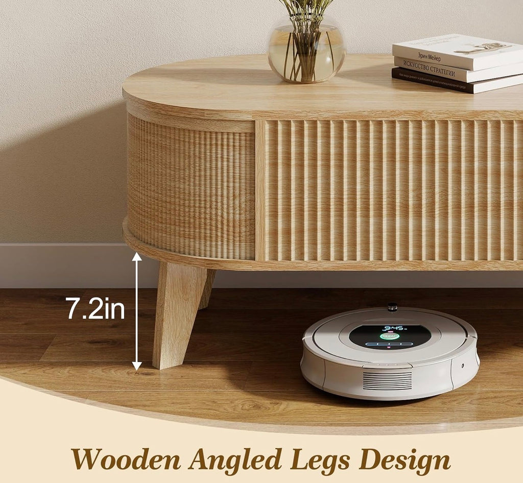 Fluted Lift Top Coffee Table for Living Room