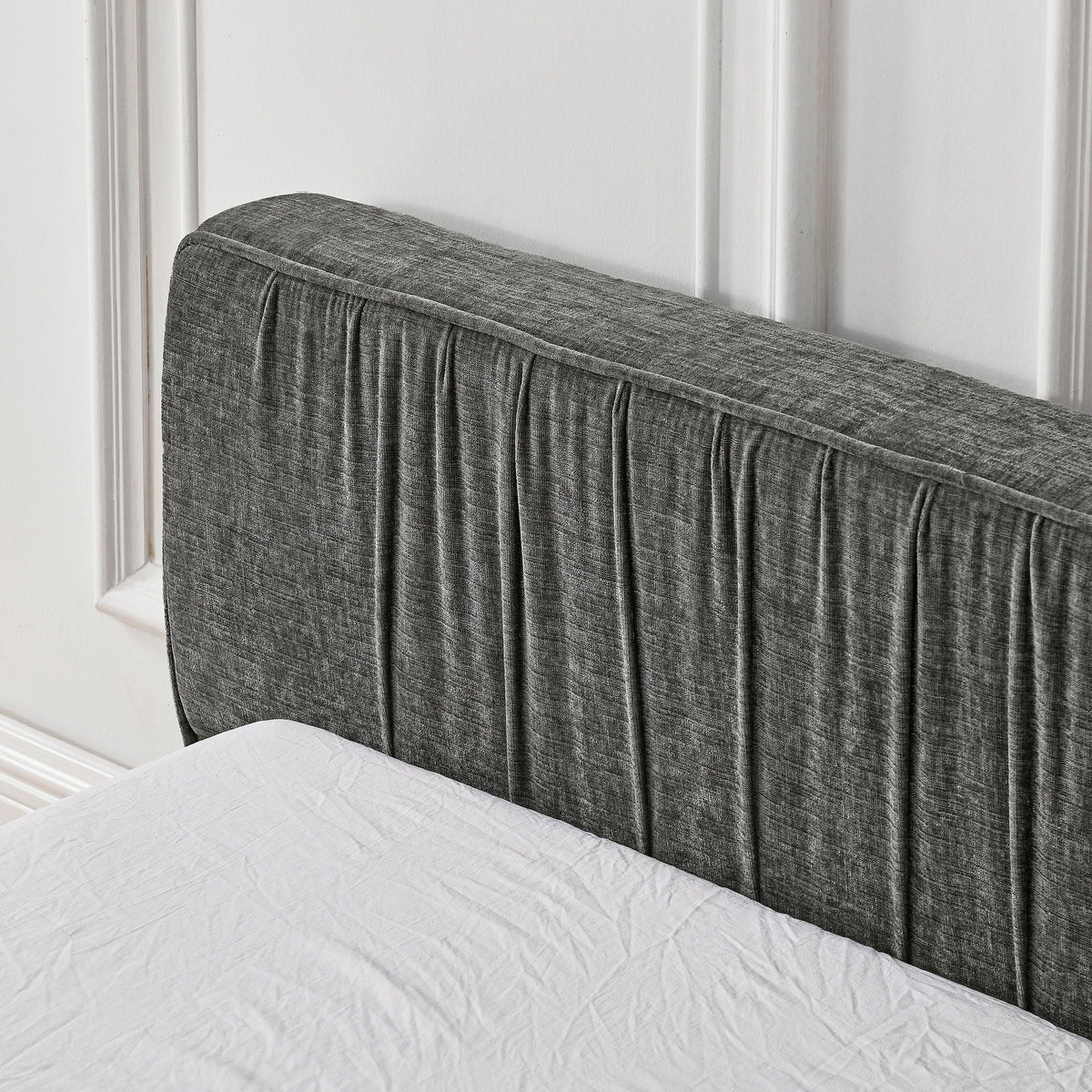 Modern Upholstered Platform Bed Frame With Pleated Design