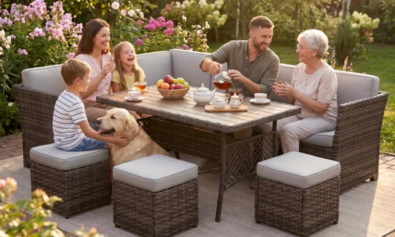 Seven piece outdoor patio sectional