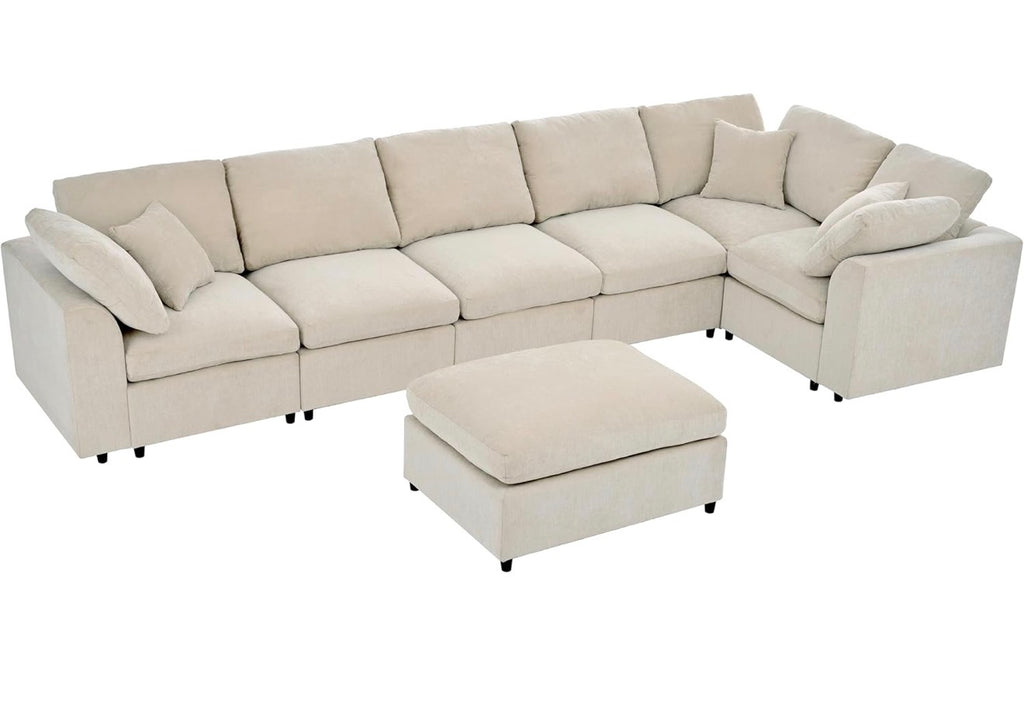 Oversized U-Shaped Modular Sectional Sofa W/Movable Ottoman