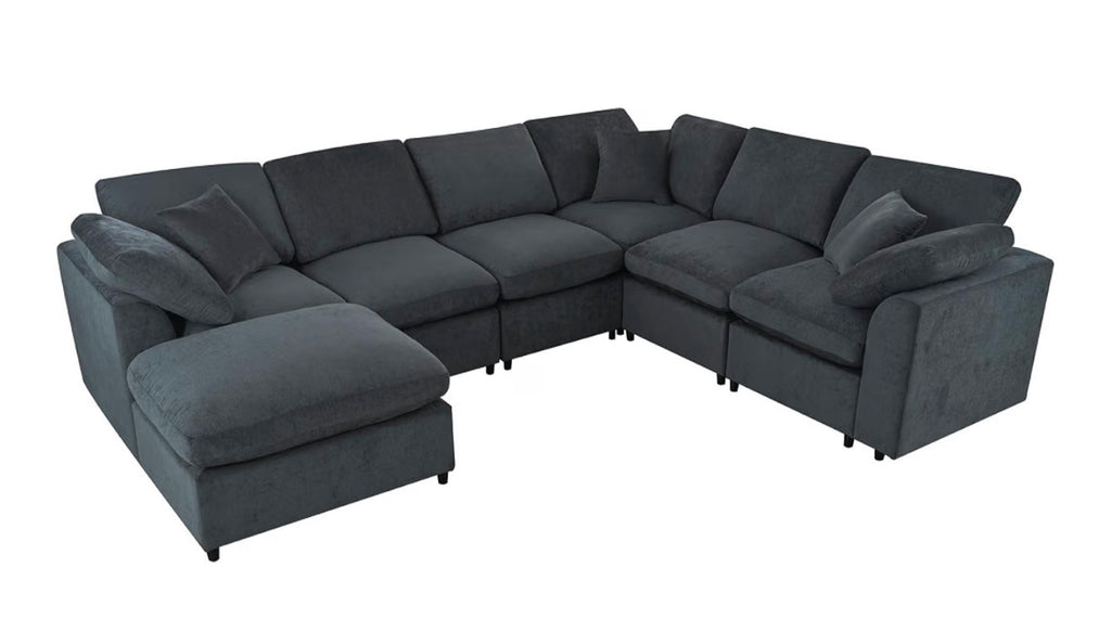 Oversized U-Shaped Modular Sectional Sofa W/Movable Ottoman