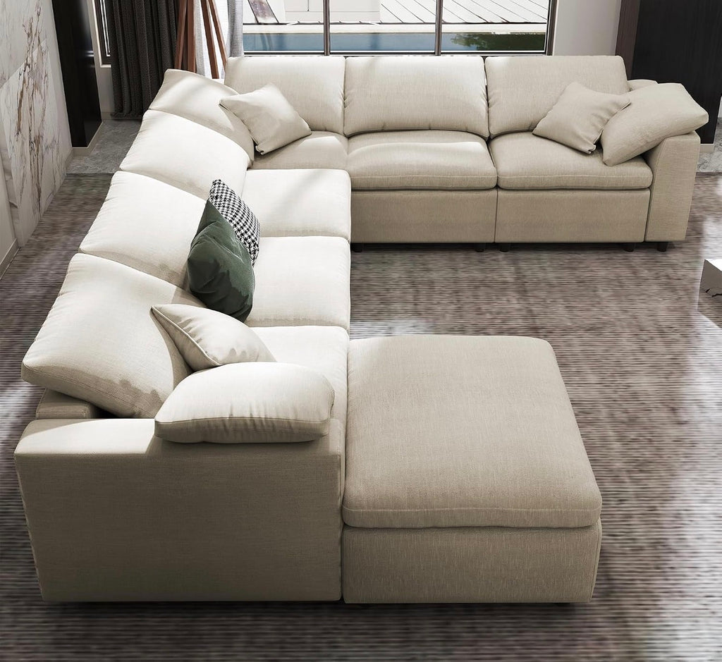 Oversized U-Shaped Modular Sectional Sofa W/Movable Ottoman