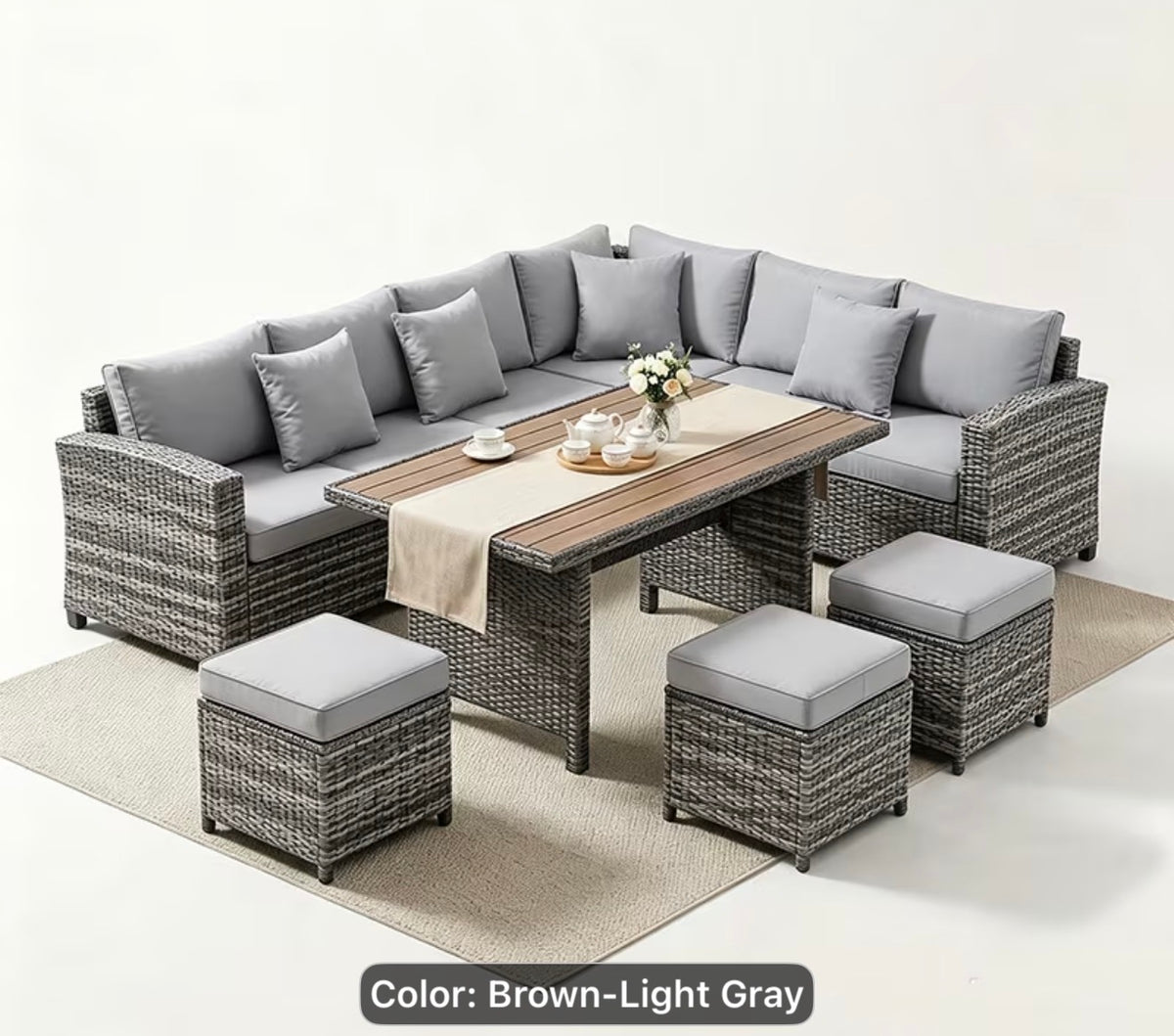 Seven piece outdoor patio sectional