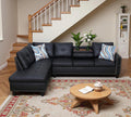 Leather Sectional Couch with Left Facing Chaise black leather nailhead trim