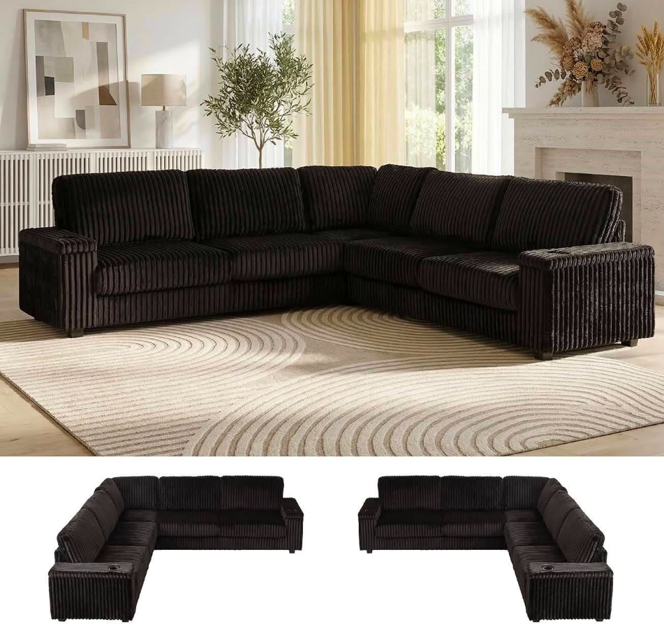 Oversized Corduroy Plush Sectional