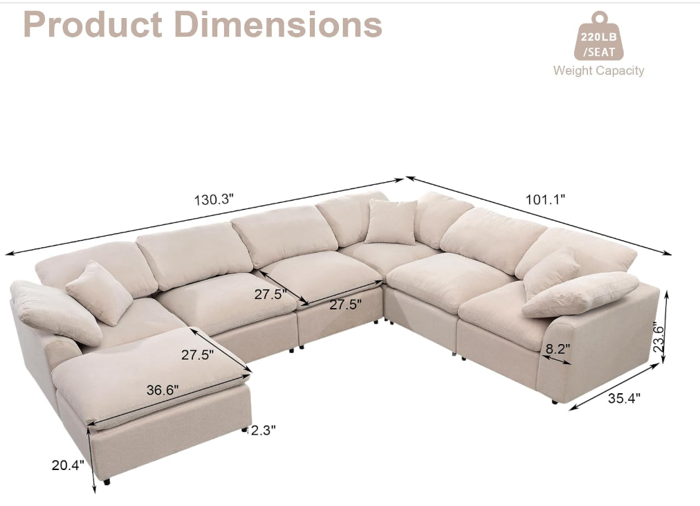 Oversized Modular Sectional Cloud Sofa
