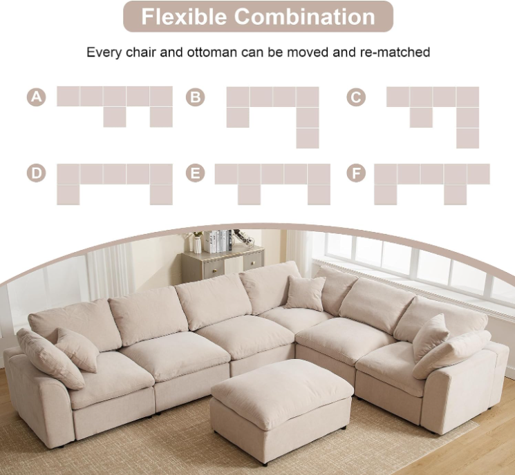 Oversized Modular Sectional Cloud Sofa