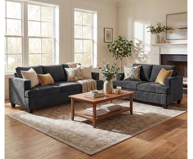 NOVA 2 Piece  Sofa Couch, 3 Seater & Loveseat Sofa with Deep Seats