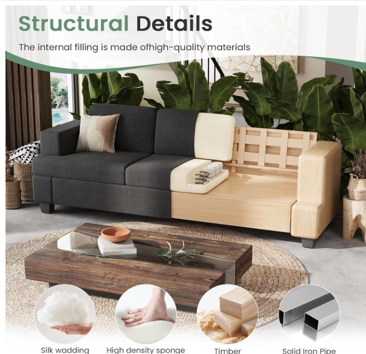 NOVA 2 Piece  Sofa Couch, 3 Seater & Loveseat Sofa with Deep Seats